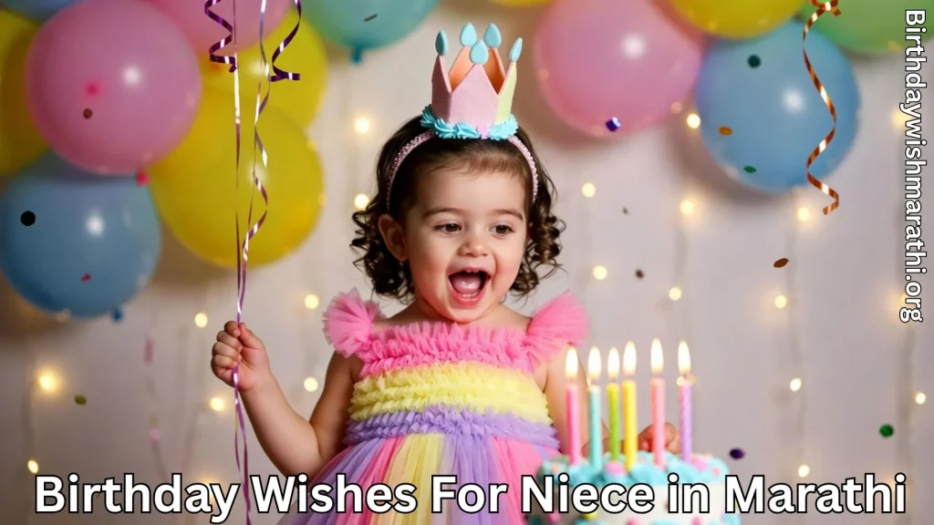 Cute niece celebrating birthday and birthday wishes for niece in marathi text
