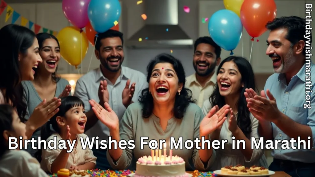 Family surprising mother with birthday cake celebration