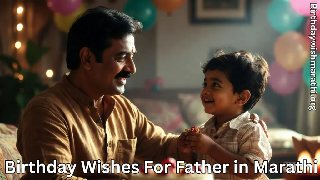 Father smiling with little son during birthday celebration