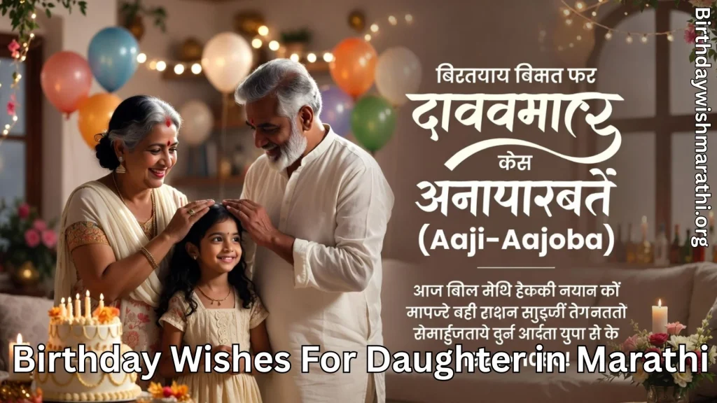 Grandparents blessing granddaughter and birthday wishes for daughter in marathi text