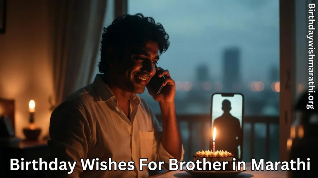 Man celebrating birthday on phone call with cake for brother