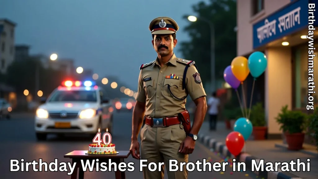 Police officer celebrating birthday and birthday wishes for brother in marathi text
