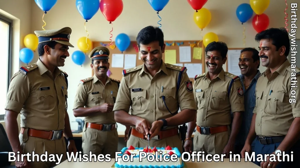 Police officers celebrating birthday with cake in station