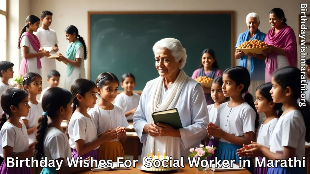 Teacher social worker celebrating birthday with students