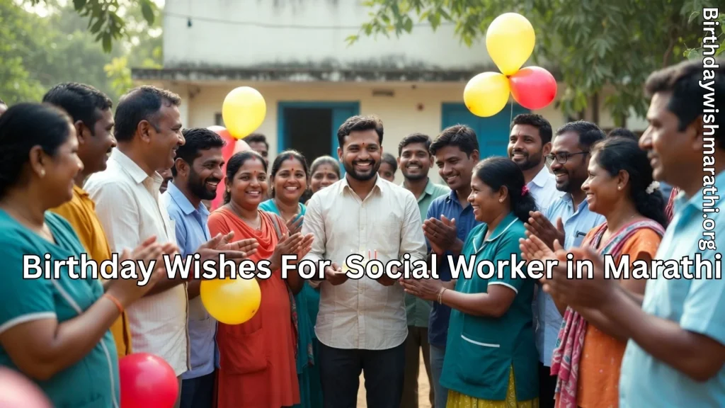 Villagers celebrating birthday and birthday wishes for social worker in marathi text