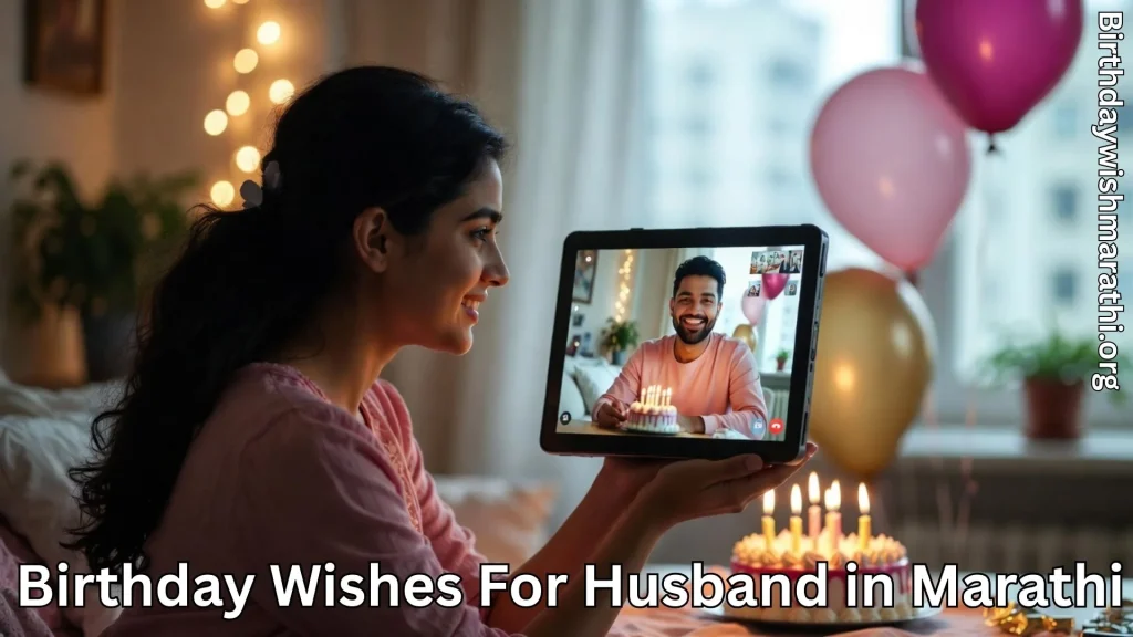 Wife video calling husband on birthday with cake