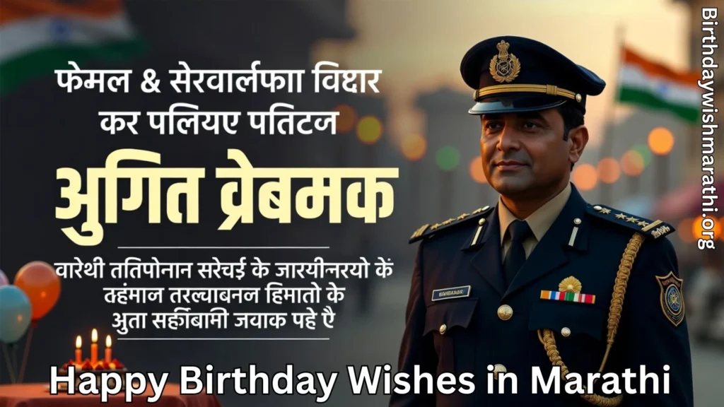 army officer portrait with Marathi birthday wishes message