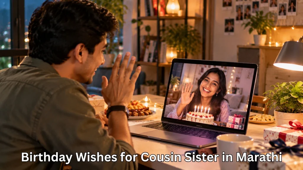 Cousin sister celebrating her birthday on a video call