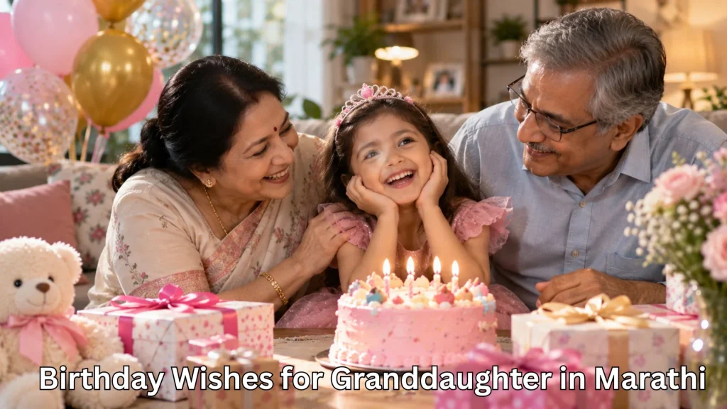 Granddaughter celebrating her birthday with her grandparents